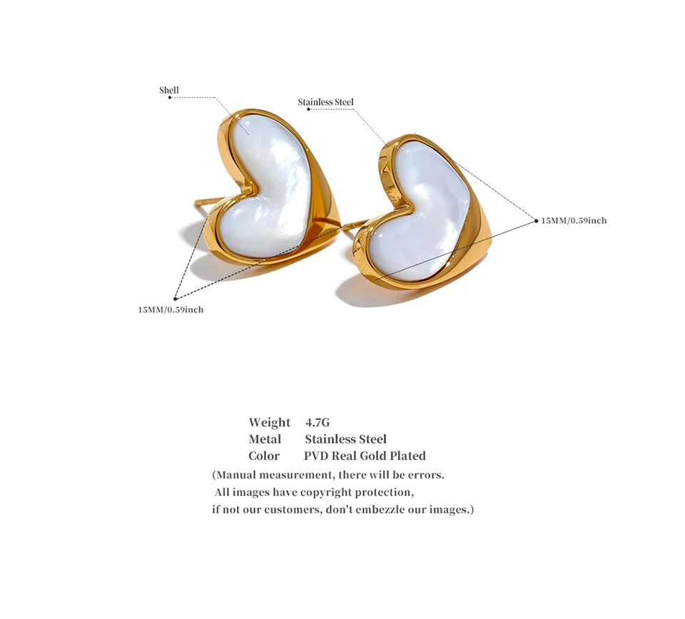 Heart Shell Stud Earrings