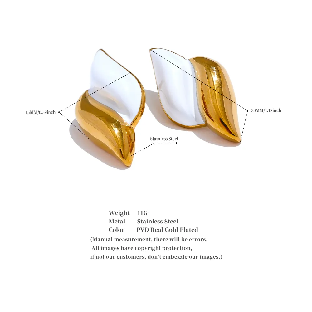 White Enamel Stud Earrings