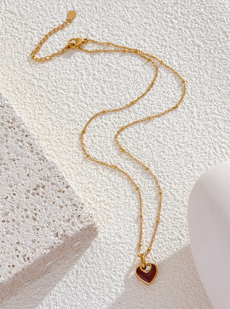 Crimson Heart Pendant Necklace