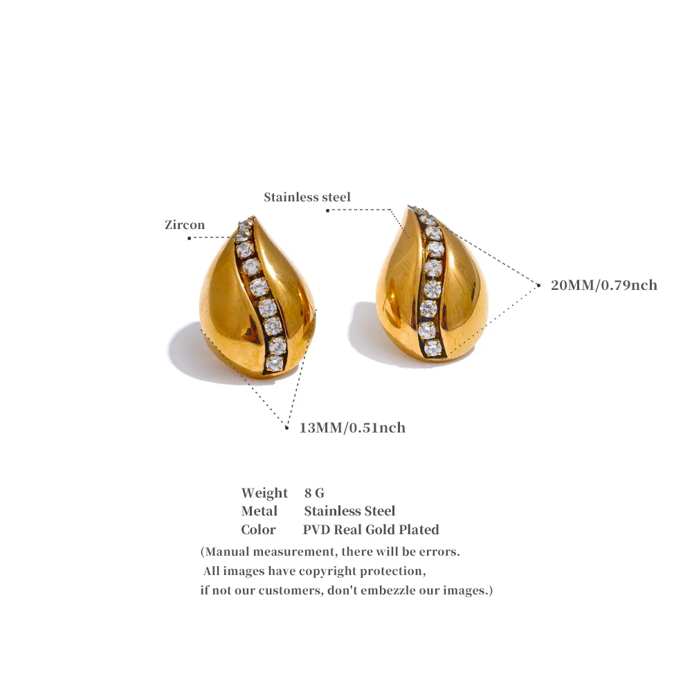 Zircon Drop Stud Earrings