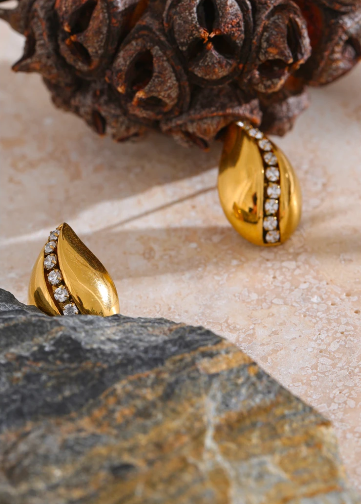 Zircon Drop Stud Earrings