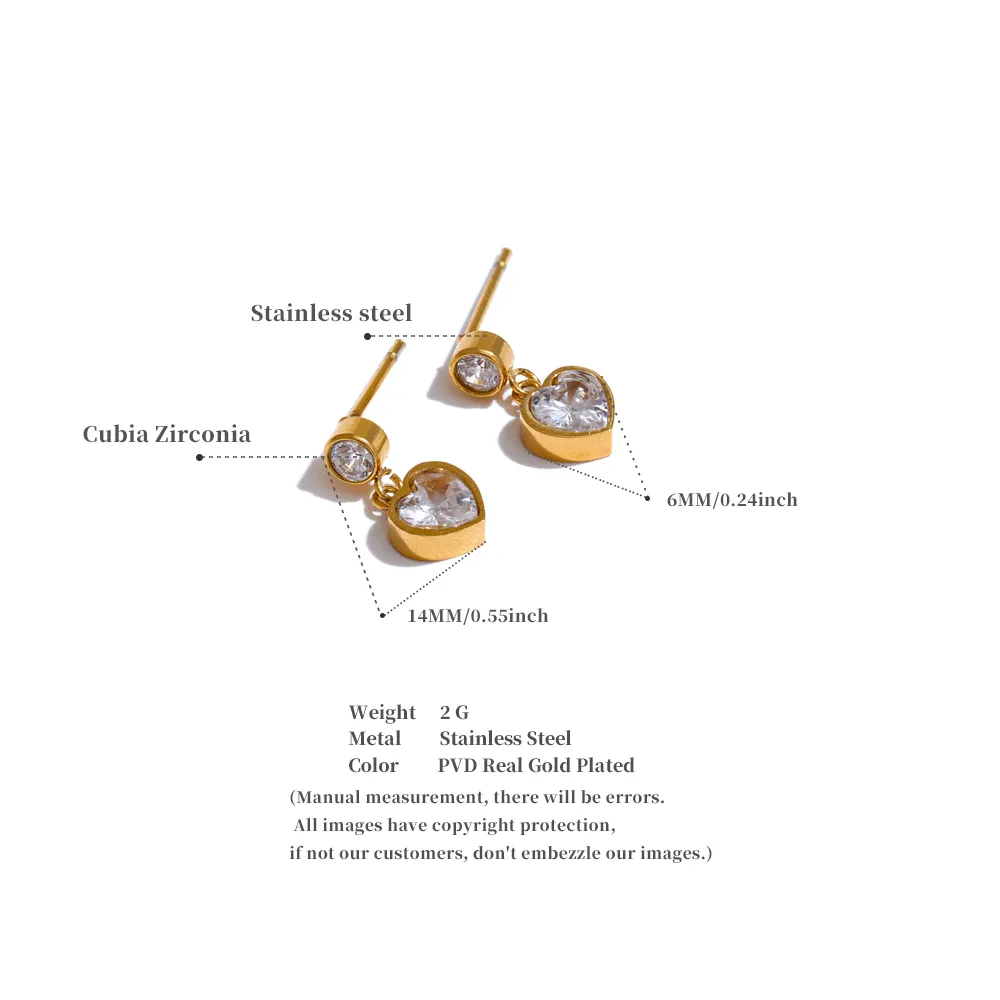 Heart-Drop Stud Earrings