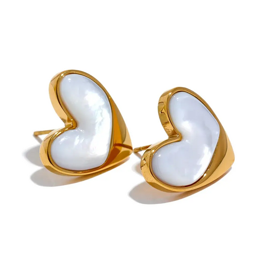 Heart Shell Stud Earrings