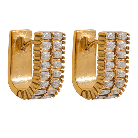 U-Shaped Zircon Stud Earrings