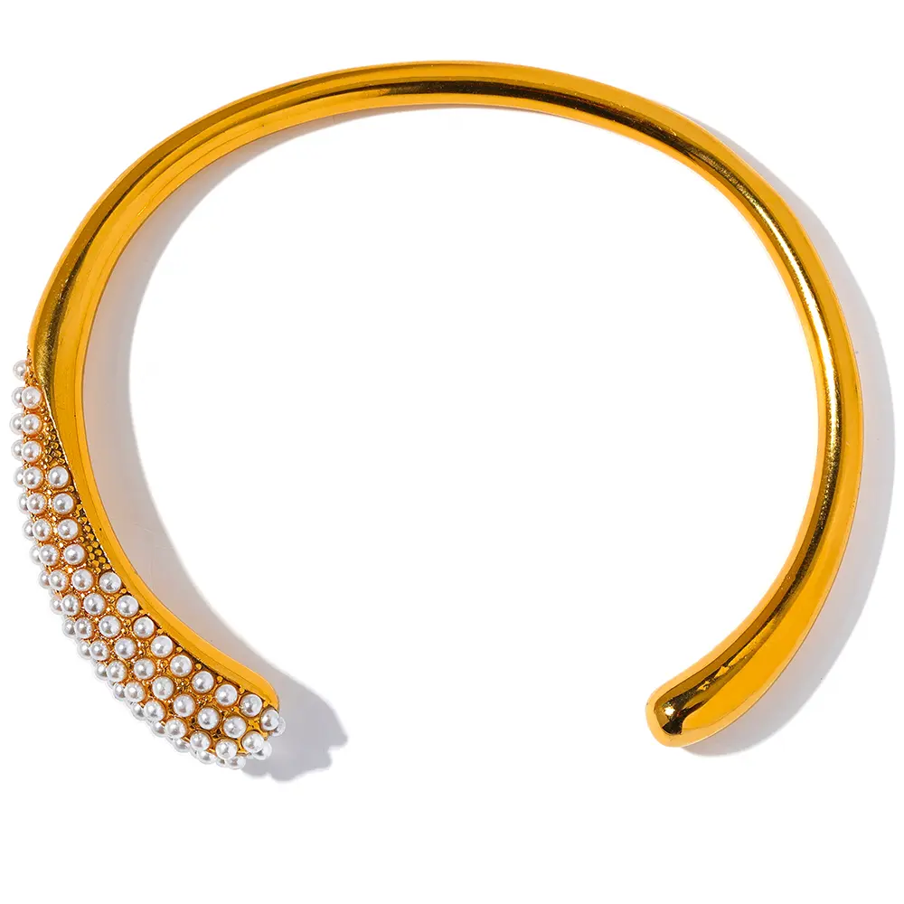 Pearl Line Cuff Bangle