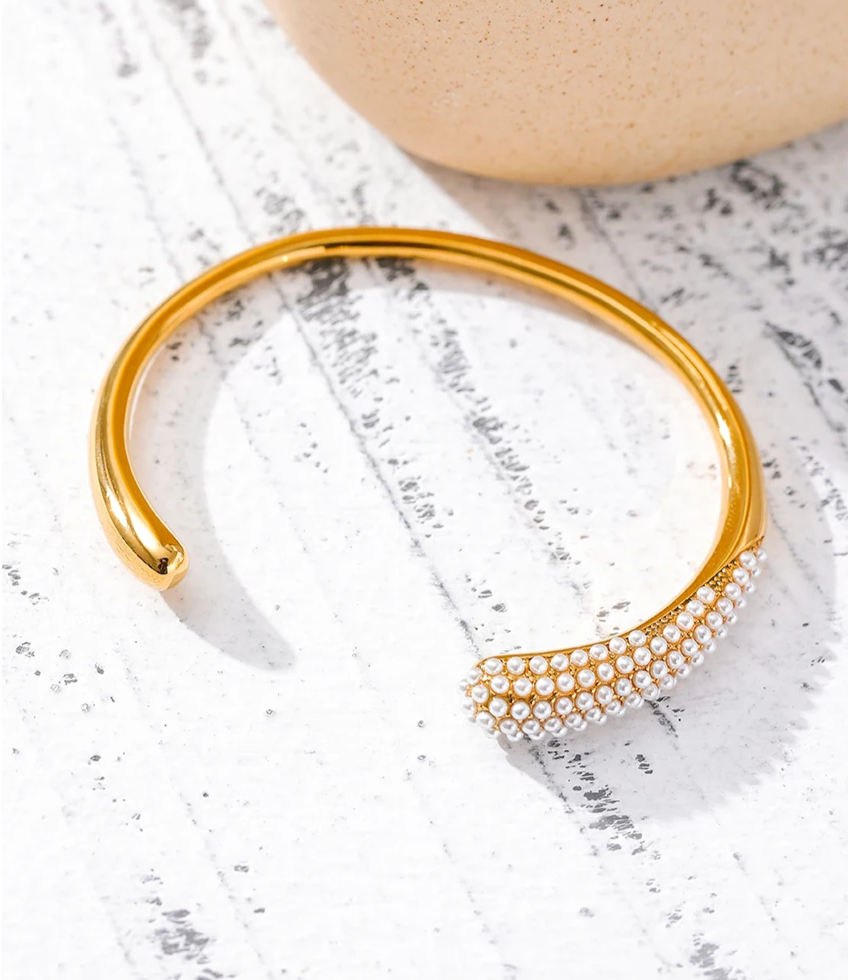 Pearl Line Cuff Bangle