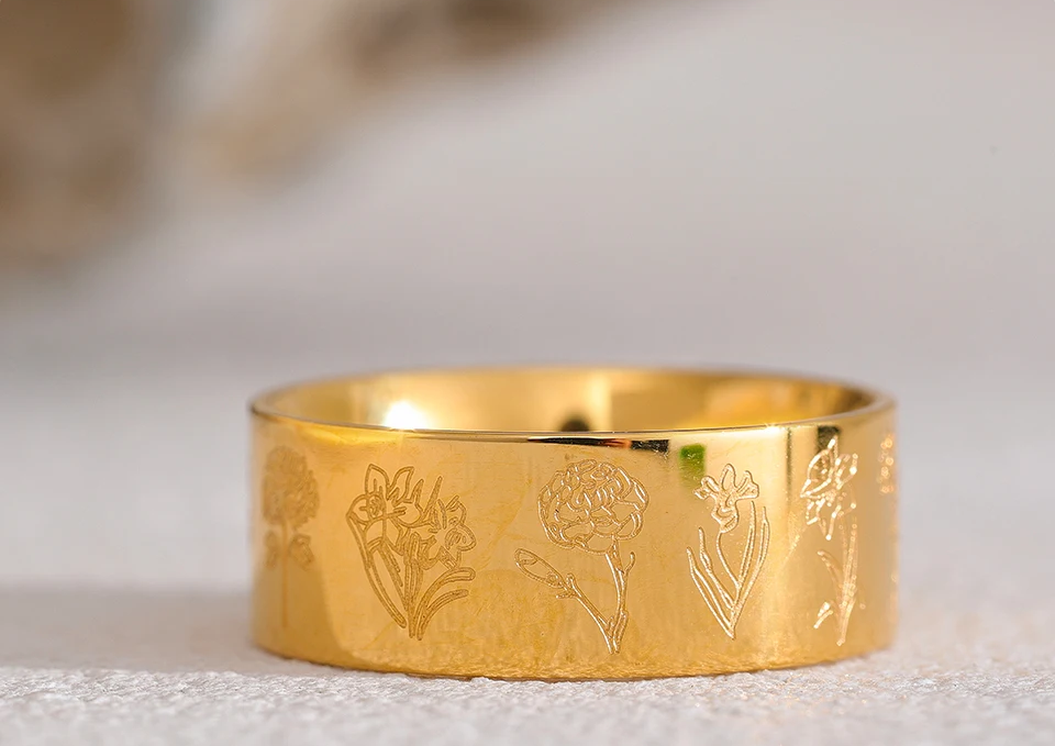 Engraved Blossom Ring