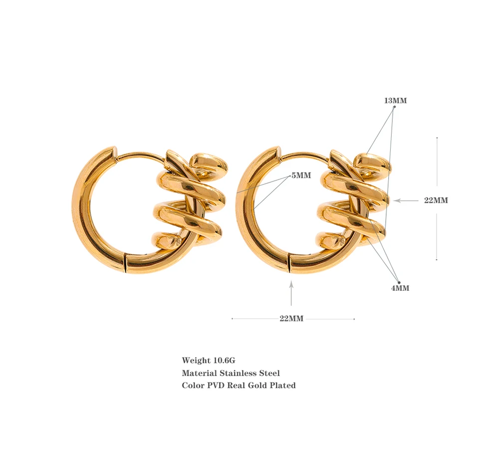 Gold Twisted Stud Earrings