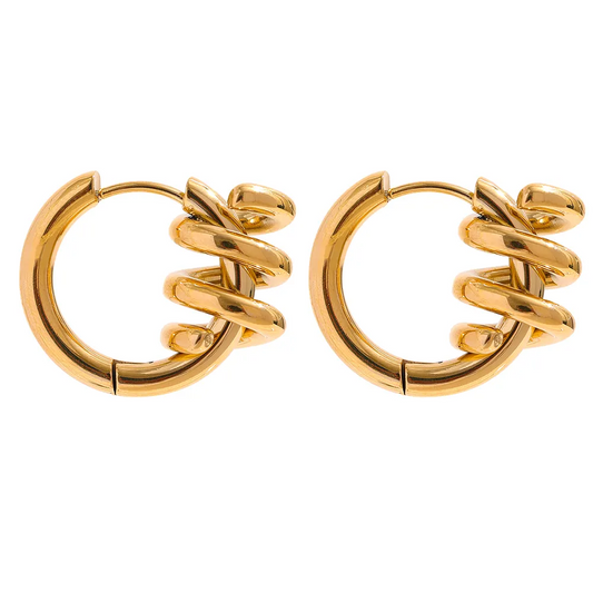 Gold Twisted Stud Earrings