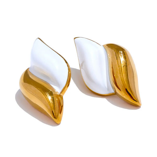 White Enamel Stud Earrings