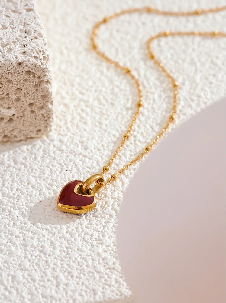 Crimson Heart Pendant Necklace