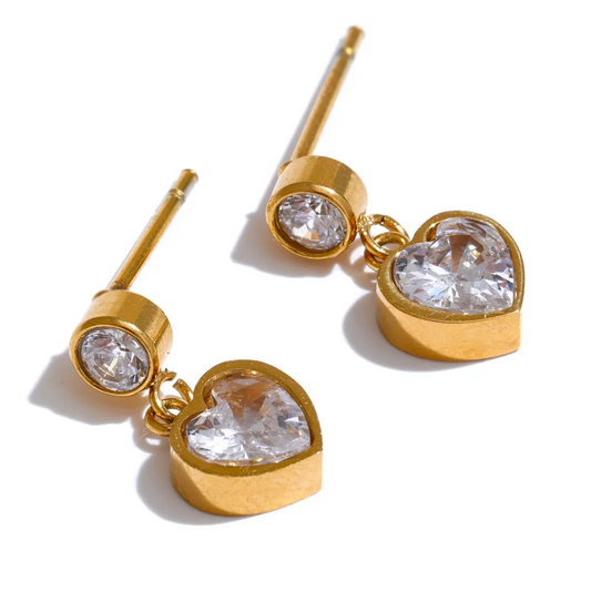 Heart-Drop Stud Earrings