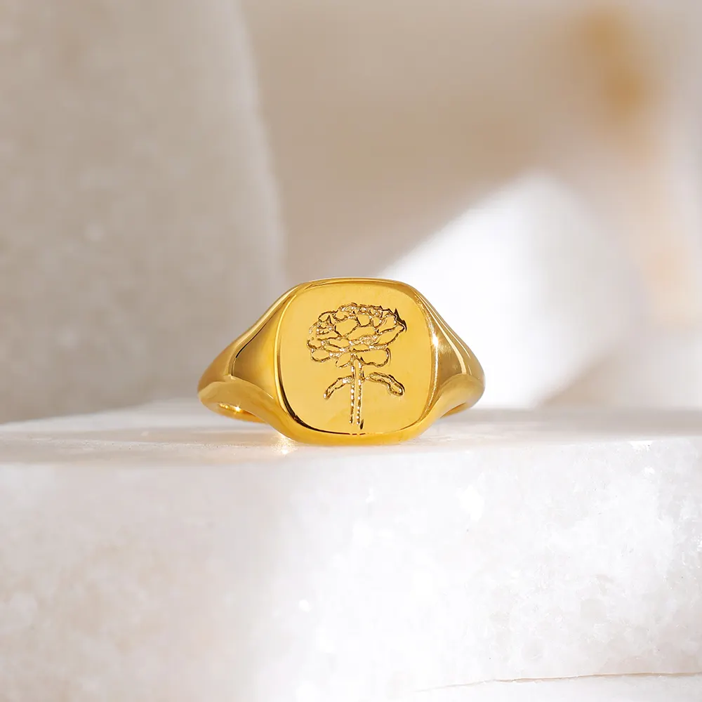 Engraved Rose Ring